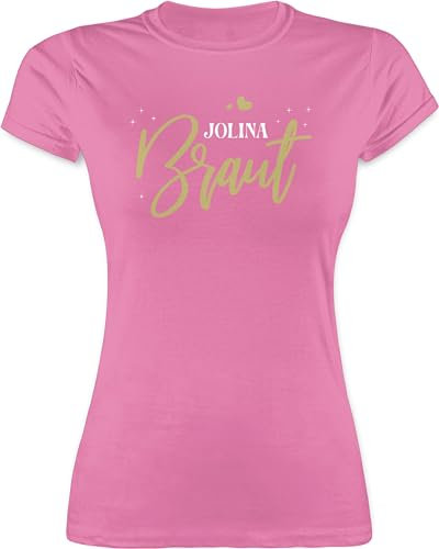 Shirt Damen - JGA Junggesellenabschied Frauen - Braut Bride - M - Rosa - junggesellinnenabschied Tshirt jubggesellinnenabschied Frau t t-Shirts Polterabend t-Shirt Blumenkranz polterer Shirts polter