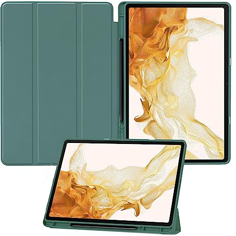 Miimall for Samsung Galaxy Tab S10 Plus 2024/ Galaxy Tab S9 Plus 2023 Case, PU Leather Protective Shell with Auto Sleep/Wake Function Anti-Scratch Full Coverage Bumper Cover for Galaxy Tab S10+, Green