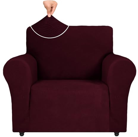 Ystyle Sesselbezug Stretch, Sessel Überzug, Sofabezug 1 Sitzer, Sofaschoner rutschfest, Sofa Überzug, Elastisch Couch Überzug Mit Armlehnen, Sofa Cover Sofahusse Sesselhusse, Rot