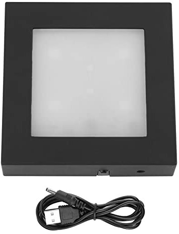 Wifehelper LED Light Base Lighted Display Stand for Crystal Ball Glass Art Tumbler RGB Multicolor Lighting Round USB Battery Operated Sphere Stand (Square 6 lights USB round hole battery