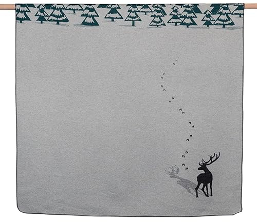 David Fussenegger Wohndecke Silvretta 'Hirsch im Wald' 140 x 200 cm Filz- Hellgrau