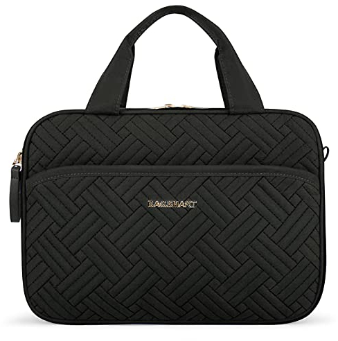 BAGSMART Kulturtasche Damen zum Aufhängen, Kulturbeutel Große Reise Kosmetiktasche, Waschtasche Transparent für Makeup,Travel EssentialsToilettenartikel (Schwarz, Groß)