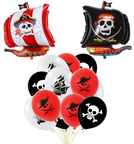 ALEGRE Piraten Geburtstag Luftballons,Piraten Deko Kindergeburtstag,Piratenschiff Geburtstag Deko Folienballon,Geburtstagsdeko Junge Mädchen,Heliumballon für Party Geburtstag,Piraten Kindergeburtstag