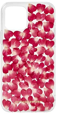IDEAL OF SWEDEN Durchsichtige Handyhülle mit erhöhten Kanten und natürlichen Blütenblättern, fallgetesteter Schutz mit transparentem Finish für iPhone 12 und 12 Pro (Red Roses)