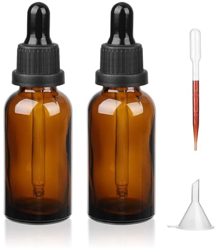 iulrtba Pipette et Flacon en Verre Ambré 50ml - Comptoir Gouttes - Huile Essentielle Vide - 2 Pièces d'accessoires Compris