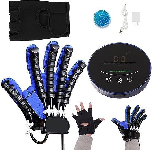 Hemiplegia Reha Roboter Handschuhe Finger Bending Rehabilitation für Handtrainer Fingertraining Reha Orthese Für Patienten Mit Handdysfunktion(A:Linke Hand B:Rechte Hand)(Size:B XXL,Color:Blau)