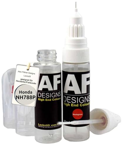 Alex Flittner Designs Lackstift kompatibel mit Honda NH788P White Orchid Perl schnelltrocknend + Klarlack Tufplack Autolack