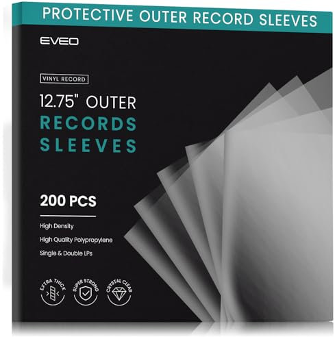 EVEO 200 Schallplattenhüllen außen – kristallklare äußere Vinylhüllen für LP-Albumhüllen 32,4 x 32,4 cm | perfekte Passform, schützender 3-mm-Schutz für Einzel- und Doppel-LPs – Archivqualität