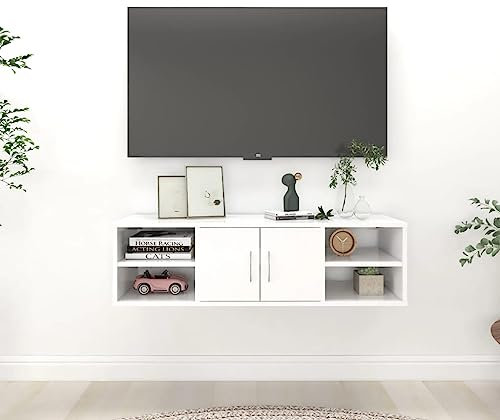 KLYEON Wandregal Weiß 102x30x29 cm Holzwerkstoff,Stilvolles Hängeregal aus Holz mit 6 Fächern für Ordnung und Dekoration Regalsysteme Möbel