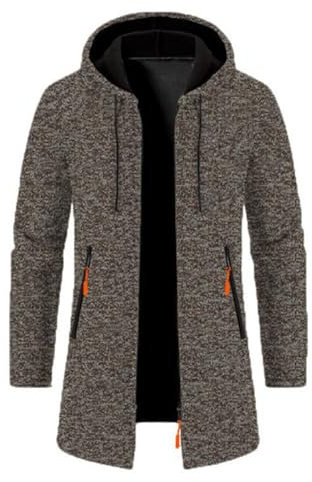 Parka à capuche pour homme - Manches longues - Veste d'extérieur imperméable - Parka pour homme - Manteau long d'hiver épais et chaud, D, L