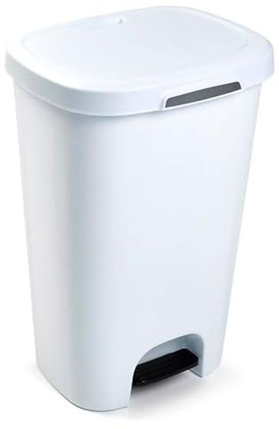 Acan Tradineur - Cubo de basura con pedal - Fabricado en plástico - Contenedor de residuos - Capacidad de 50 Litros - 63,5 x 41 x 36 cm - Color Blanco
