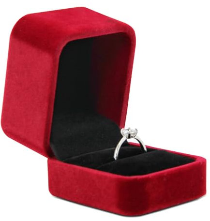 Bototack Velvet Ring Box Engagement Ring Box Wedding Ring Box, Small Jewellery Gift Box Ring Box for Proposal Wedding Anniversary Valentine' Day (Wine Red)