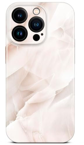 ONEFLOW Bliss Cover für iPhone 14 Pro Hülle in Marmor Optik, Designer Case Handy Schutzhülle mit Kameraschutz, Muster Hardcase Glitzer Handyhülle marmoriert, Creme Rosa