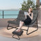 OVLRIJP Doppelliege Outdoor, Outdoorsessel, Loungesessel Outdoor, Gartensessel mit 8cm Auflage Abnehmbar, Gartenliege 2 Personen, Relaxsessel Garten, Relaxliege für Garten,Terrasse (Grau/mit 1 Hocker)