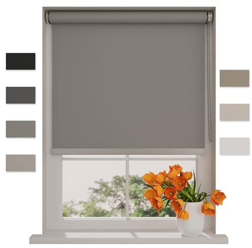 DTCH® Verdunklungsrollo ohne Bohren, grau, 240 x 190 cm | 100% verdunkelnd, inkl. Klemmfix, Aluminium-Unterleiste, Metall-Kettenzug, Breite kürzbar, Breiten bis 240 cm, kindersicher