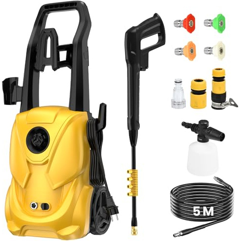 Idropulitrice Professionale, Assorbimento 2000 W, Portata 680 L/h, Pressione 180 Bar, Idropulitrice per Casa, Auto e Esterni Casa, Pompa in Alluminio, Tubo di Uscita da 5 M e Ugello Regolabile