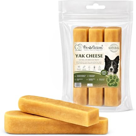 Pawlicious Himalayan Yak Chews For Dogs Large, Pack of 3 90g to 100g Each, Natural Milk Cheese Dog Chews, Long-Lasting Hard Chews for Medium and Large Dogs, Natural Dog Treats