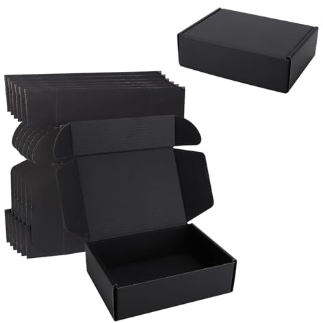 6 Stk Geschenkboxen Schwarze Versandkartons, 17×12×5cm Pappschachteln | mit Deckel Faltschachtel Geschenk Box für Geschenke, Hochzeit, Party, Kleine Unternehmen