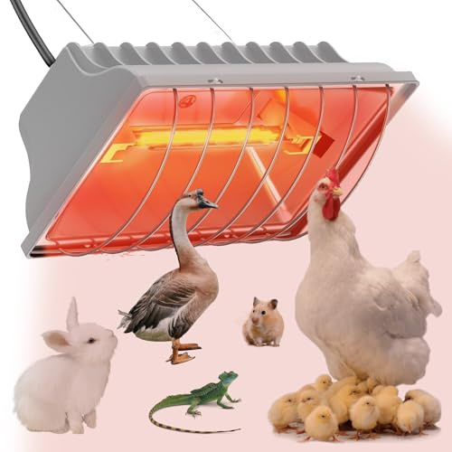 Rotlichtlampe Wärmelampe für Küken, 250W Wärmelampe Hühner mit Sparschalter und 1.8m Stromkabel, Automatische thermostatisch Infrarotlampe für Hühner, Enten, Ferkel, Welpen, Vieh