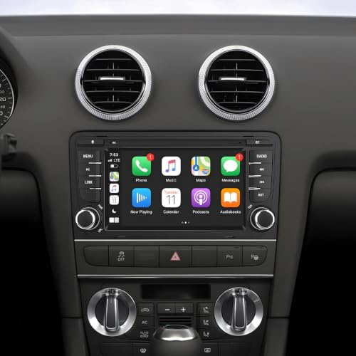 Linux Autoradio für Audi A3/S3/RS3 (2003-2012)-Start in 3–5 Sekunden | 7“ Display mit integriertem Apple CarPlay & Android Auto, FM/AM/RDS/Bluetooth / Mikrofon, Lenkradsteuerung – Plug-and-Play