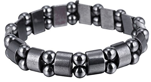 VIKI LYNN Hematite Magnetic Bracelets for Men and Women Hematite Magnetic Stone Beads Adjustable Magnetic Fidget Bracelet Wristband Jewelry Gift for Mom, Dad, Wife, Friend, Couple