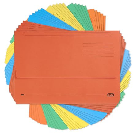 Elba Foolscap Document Wallets, Assorted Colours, A4+, Pack of 25 Folders