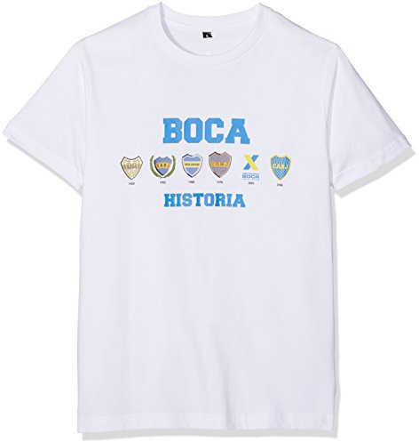 Boca Juniors T-Shirt für Herren mit Boca-Historia-Logos, Gr. S, Weiß