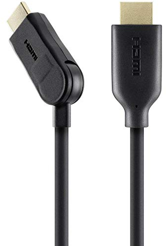 Belkin F3Y024bf2M-P Cavo Side-Swivel 180° HDMI, High Speed con Ethernet, Connettori Dorati, 2 m