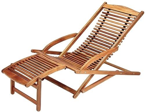Casaria® Lettino Prendisole Ergonomico 120kg Legno di Acacia Sdraio Pieghevole incl. Poggiapiedi e Cuscino Lettini Sauna