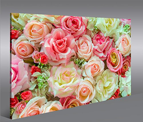 islandburner Bild Bilder auf Leinwand Rosen Pastell Deko Blumen 1p XXL Poster Leinwandbild Wandbild Dekoartikel Wohnzimmer Marke