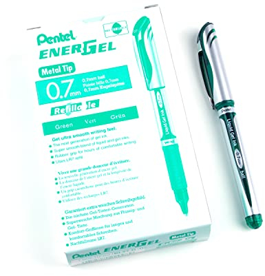 Pentel BL57-D Gel-Tintenroller EnerGel mit Kappe 0,35 mm, 12 Stück, grün