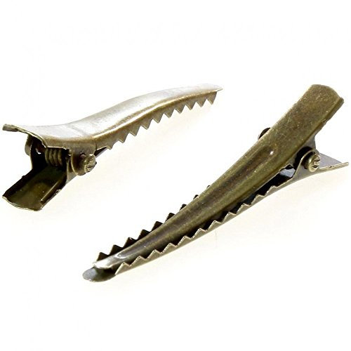 Présentoirs pour bijoux Pince Crocodile Barrette Cheveux évasée 25 mm (10 pièces) Bronze