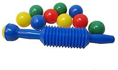 koenig-tom Bällebad24 - Bällebad PUMPGUN, inkl. 10 Bälle Ballkanone Druckluft Ball Pistole PumpGun (Blau)