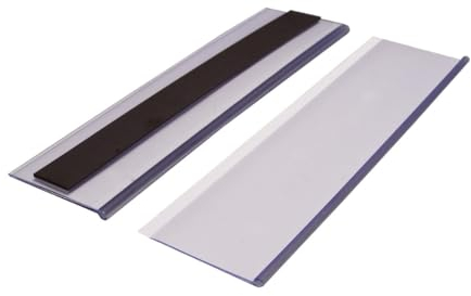 Magnetic Ticket Holder, Metal Label Holder, Magnetic Labels, Large Labels for Storage Boxes - H.54 x W.200mm - Pack of 50 - Including Card