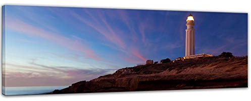 Keilrahmenbild - Leuchtturm von Trafalgar, Cadiz - Bild auf Leinwand 120 x 40 cm - Leinwandbilder Bilder als Leinwanddruck Landschaften Europa - Spanien