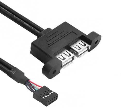 Aukson Q66 USB 2.0 Hub Internes Kabel Adapter – 9-Pin Header auf 2X USB 2.0 A Buchse, 30 cm Externes Verlängerungskabel für PC, Desktop, Festplatte