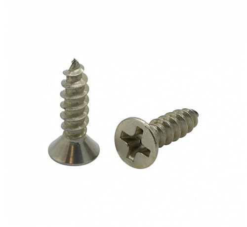 BCP Fasteners 100 Qty #6 x 1/2 Flat Head 304 Stainless Phillips Head Wood Screws (BCP16)