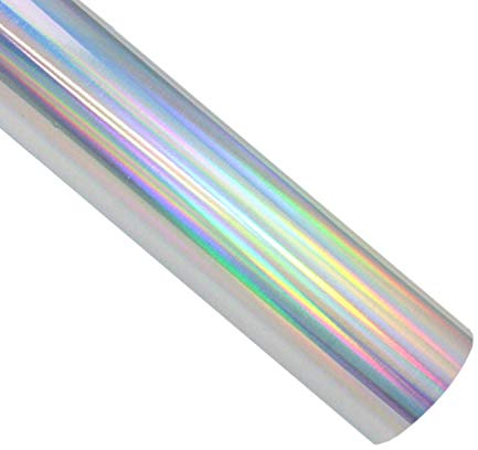 SWINTENG Holographic Heat Transfer Vinyl Roll 30.5x152cm HTV Spectrum Silver Rainbow Color Iron on Vinyl for DIY T-Shirts or Fabrics, Arts and Crafts (Holographic Silver)
