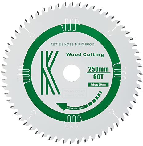 6102 Key Blades and Fixings - 250mm x 30mm x 3.0mm 60 Tooth Table/Mitre Saw Blade Teflon Coated Professional Quality Saw Blade Best for Quality and Price