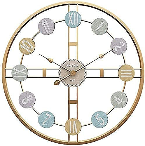 Funtabee 50cm Premium Large Metal Gold Retro Oversized Wall Clock for Living rooms, Modern Wall Clock, Silent Non-ticking, Great for lounges, kitchens, lofts, cafes, offices (Gold)