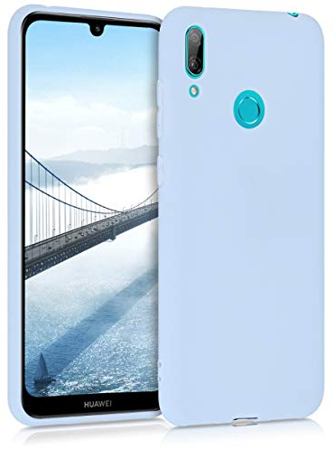 kwmobile Hülle kompatibel mit Huawei Y7 (2019) / Y7 Prime (2019) Hülle - weiches TPU Silikon Case - Cover geeignet für kabelloses Laden - Hellblau matt