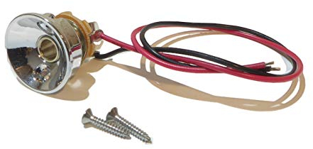 Wired Telecaster electric guitar jack socket and plate in chrome