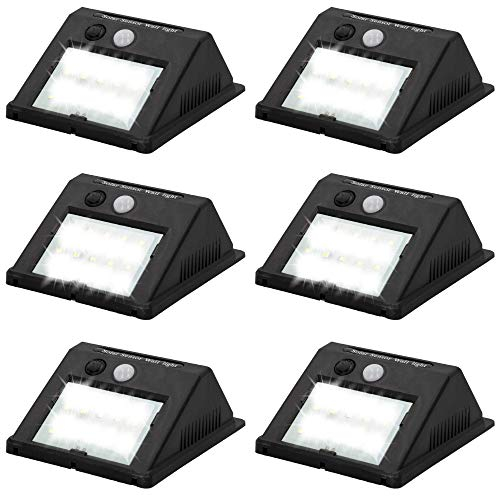 AKTIVE - Pack 6 luces, Apliques solares exterior LED, iluminación exterior solar, impermeable, Luz con sensor de movimiento, , botón ON/OFF, incluye 1 pila recargable