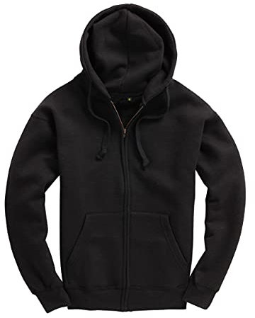 D&H CLOTHING UK Zipper Hoodie Premium Zipped Black Adult Zip Up Unisex XS-6XL Heavy Blended Hooded Fleece Jumper Work Wear Sweatshirt Hoodies Top Plain BNW Unisex 6XL BLACK