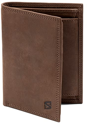 SERASAR | Portafoglio da Uomo [Vintage] in Pelle con Protezione RFID | Marrone | Vera Pelle | Slot per Scheda 12 | Con Confezione Regalo | Borsa in Pelle Da Uomo | Portafogli Borsa Degli Attrezzi