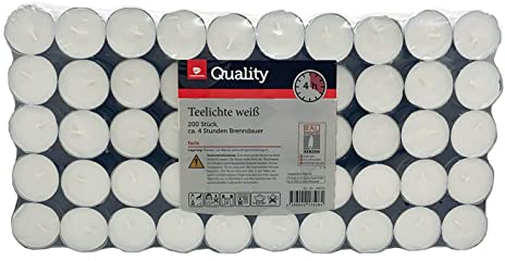 Teelichter weiß ohne Duft Großpackung | 4 Std. | 6 Std. | 8 Std. auch Maxi (4 Std. Teelichter + 1HL Kauf Notizblock, 1000 Stück)