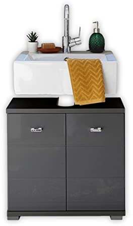POOL Badezimmer Waschbeckenunterschrank in Anthrazit - Moderner Bad Unterschrank Badezimmerschrank mit viel Stauraum - 60 x 52 x 30 cm (B/H/T)