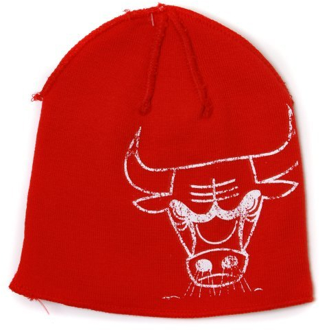 adidas Unisex Chicago Bulls Distressed Red Skull Cap - NBA Cuffless Beanie Knit Cap, Rot, EinheitsgröÃŸe