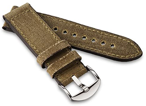RIOS1931 Unisex Uhrenarmband Vintage Canvas Modell Maryland 22 mm Honig