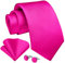 Enlision Cravate Homme Rose Fushia Mariage Ensemble de Cravate et Pochette et Boutons de Manchette Set Couleur Unie Mouchoir Travail Fete